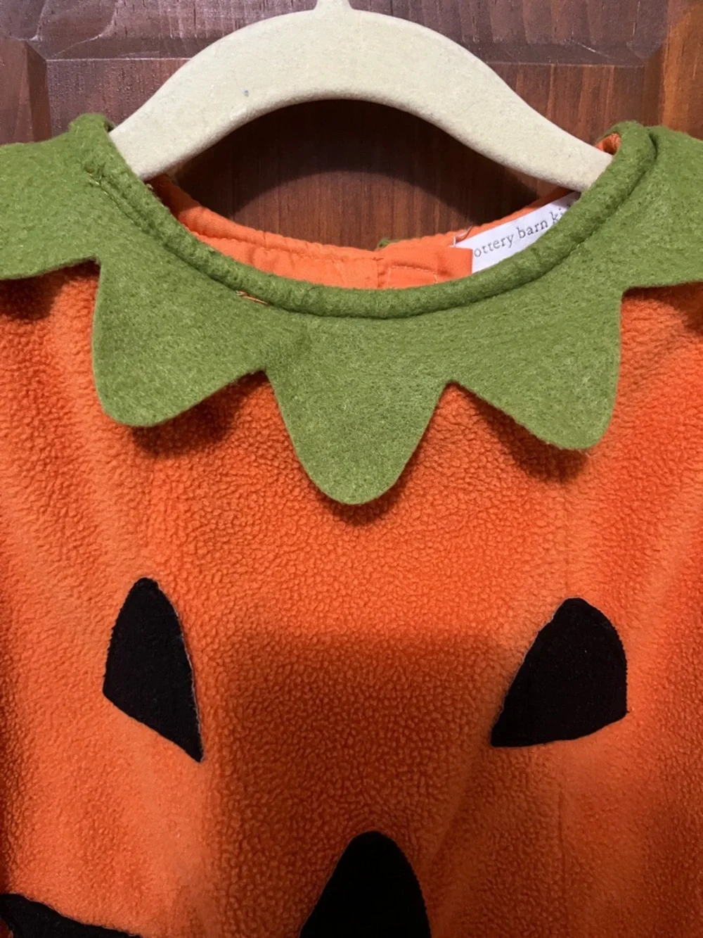 Pottery Barn Kids Orange Pumpkin Costume with Green Collar and Hat | Sz. 12-24m - Picture 3 of 14